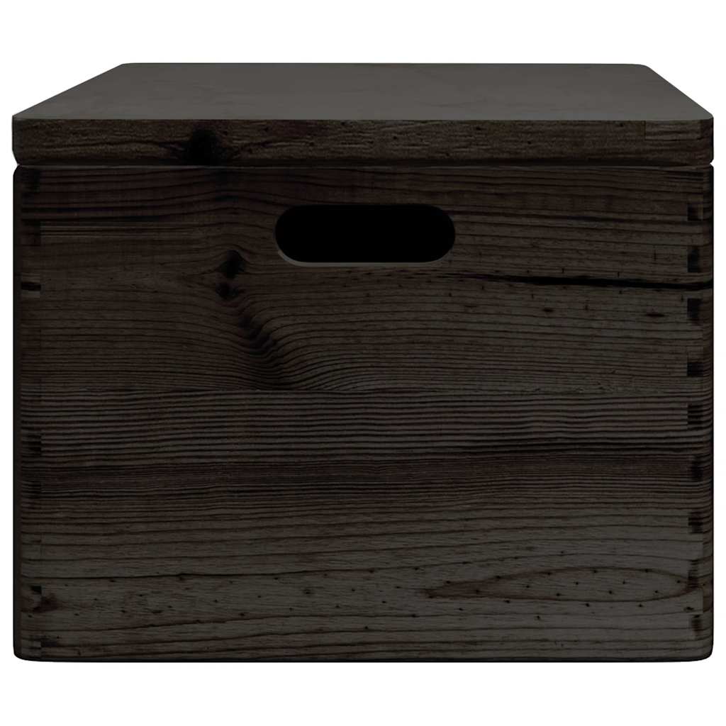 Wooden box with lid and handles Black 40x30x23 cm solid wood