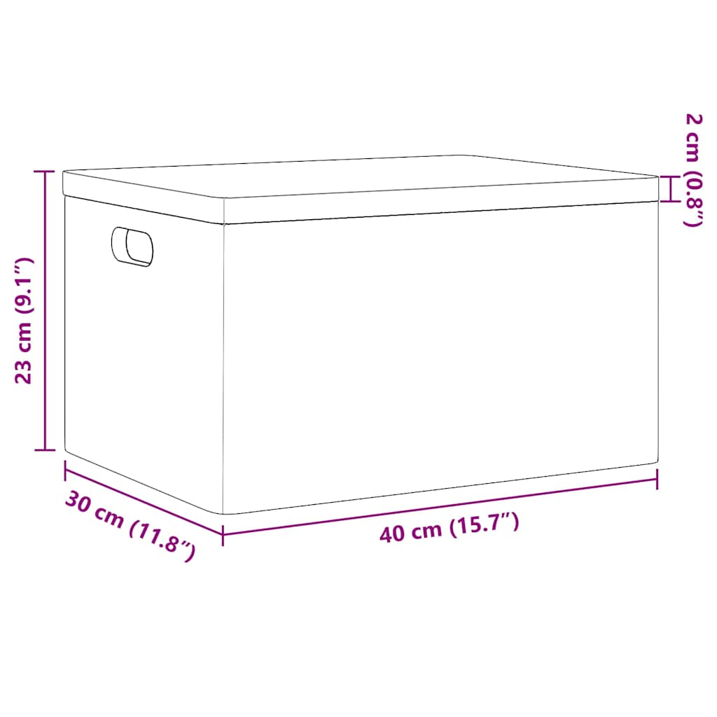 Holzkiste mit Deckel und Griffen Schwarz 40x30x23 cm Massivholz