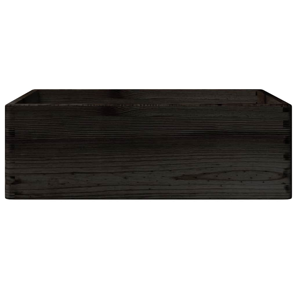 Wooden box with handles black 40x30x13 cm solid pine