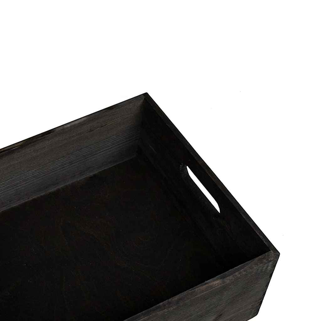 Wooden box with handles black 40x30x13 cm solid pine