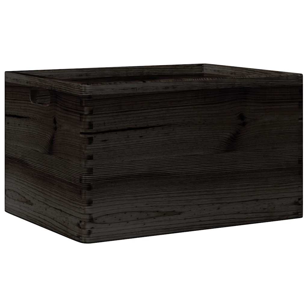 Wooden box with handles black 40x30x23 cm solid pine