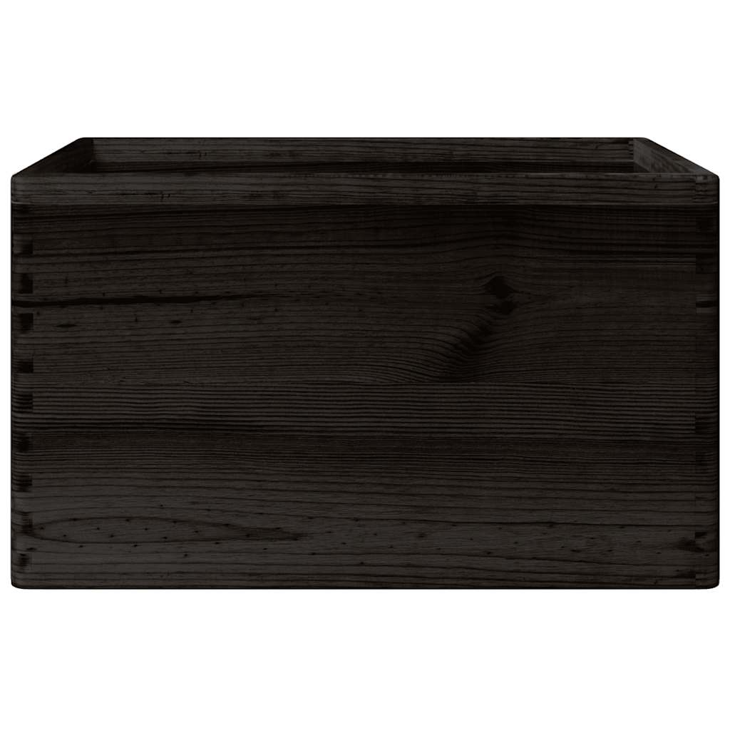 Wooden box with handles black 40x30x23 cm solid pine