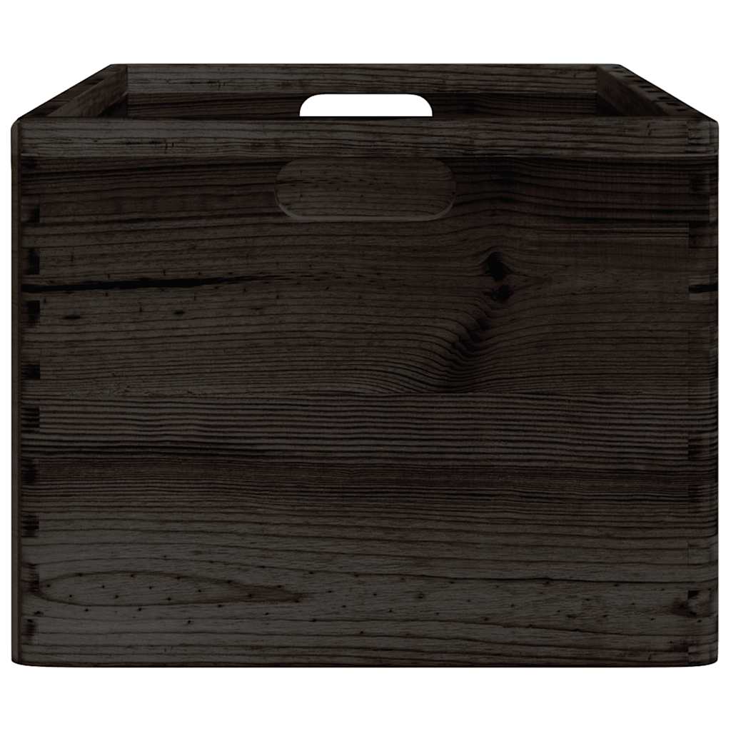 Wooden box with handles black 40x30x23 cm solid pine