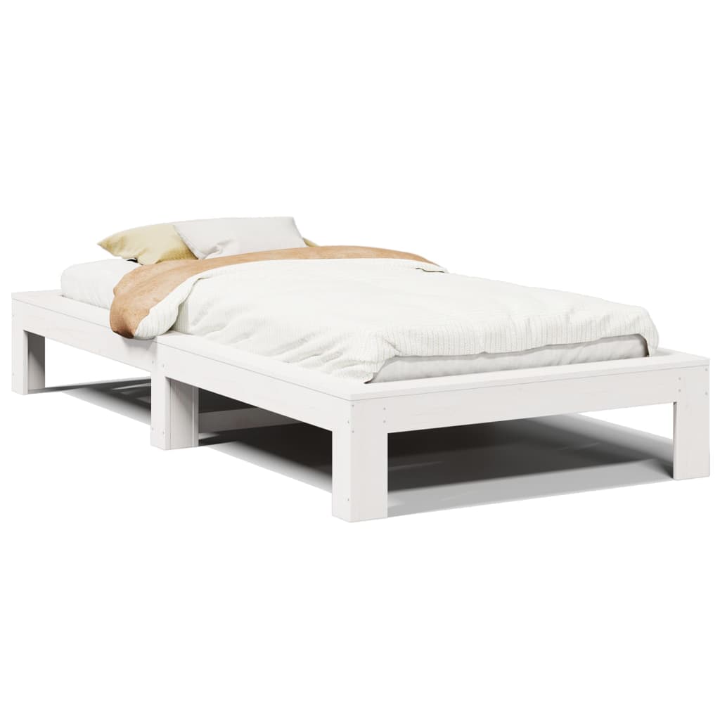 Solid wood bed without mattress white 100x200 cm pinewood