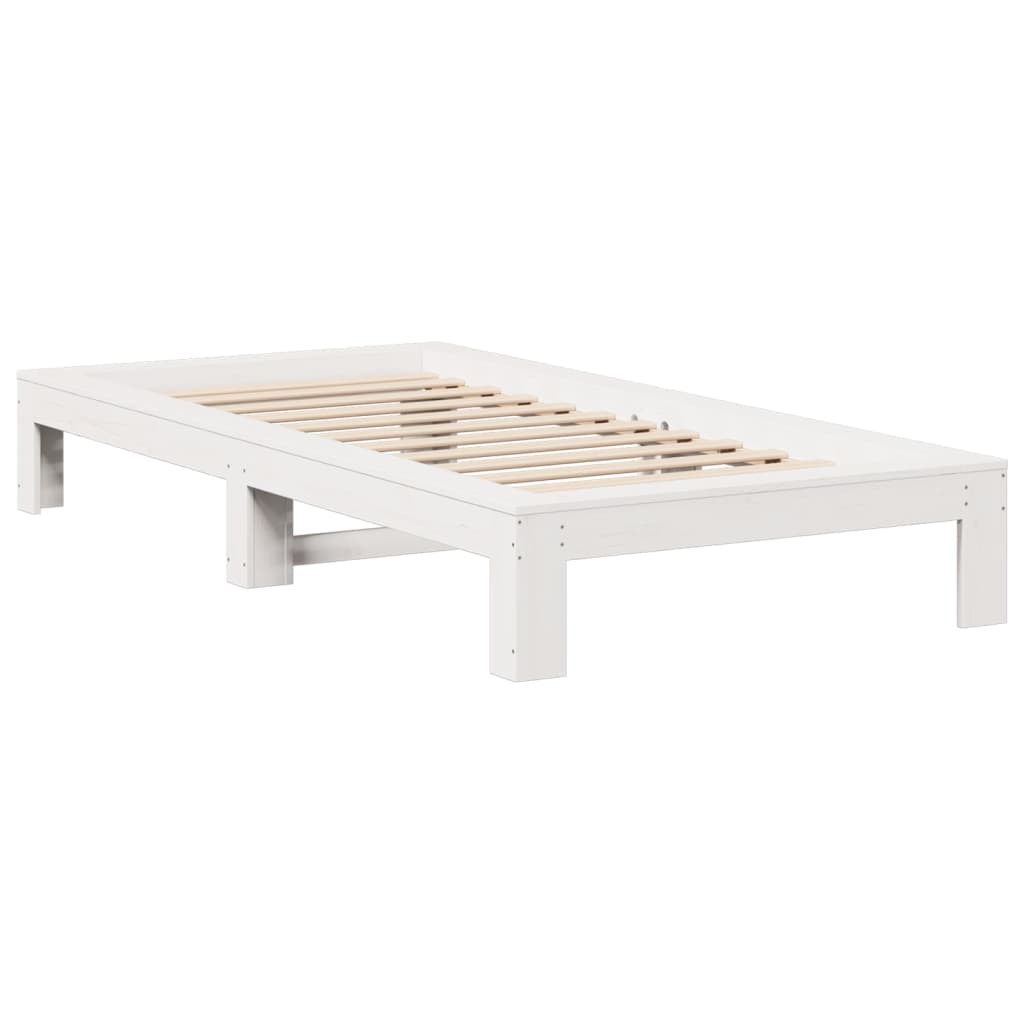 Solid wood bed without mattress white 100x200 cm pinewood