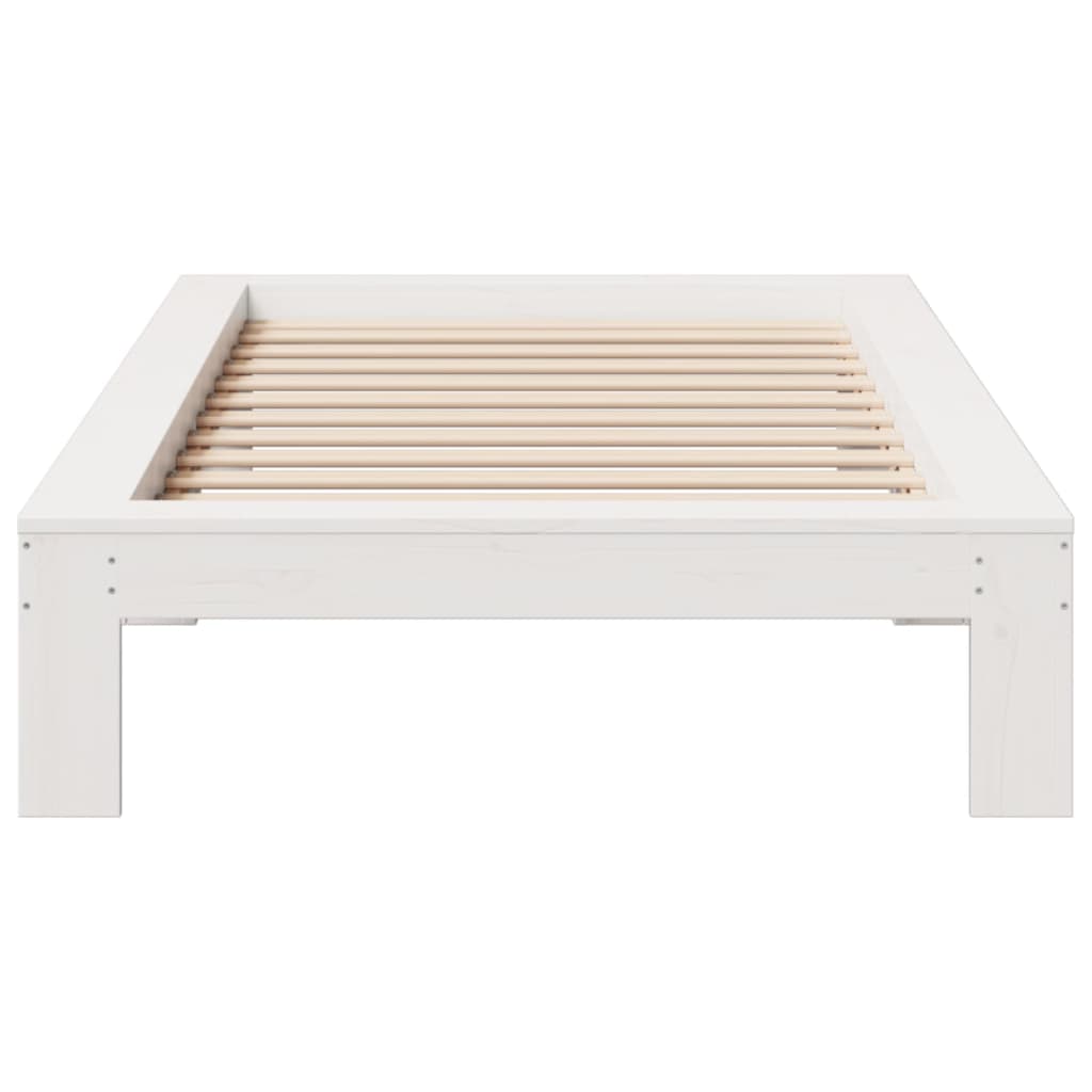 Solid wood bed without mattress white 100x200 cm pinewood