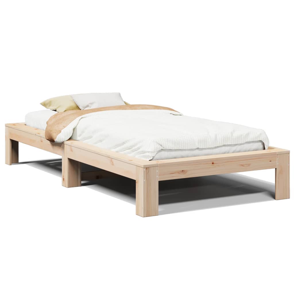 Solid wood bed without mattress 90x200 pinewood