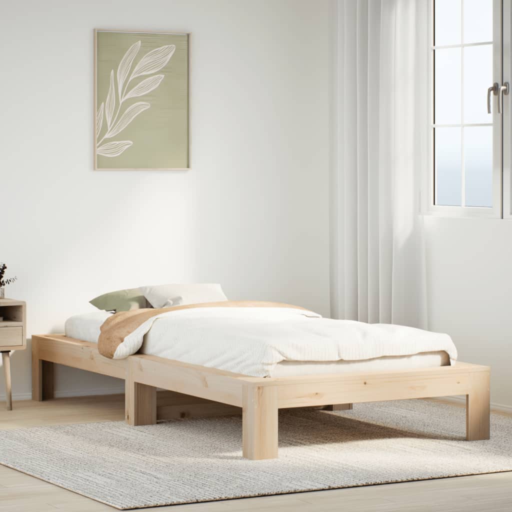 Solid wood bed without mattress 90x200 pinewood