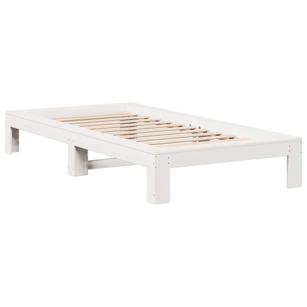 Solid wood bed without mattress white 90x200 cm pinewood