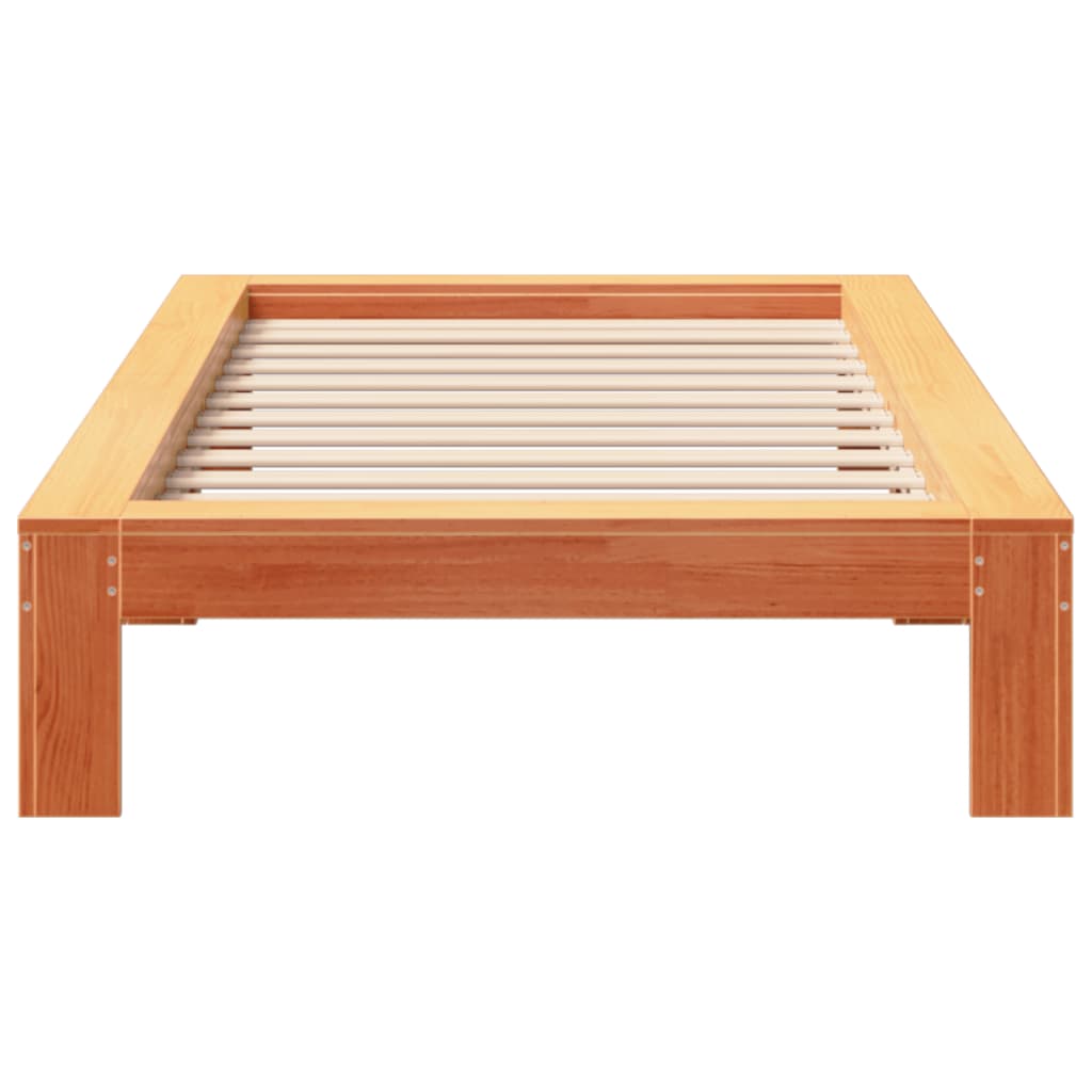 Solid wood bed without mattress wax brown 90x200 pinewood