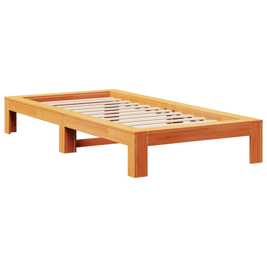 Solid wood bed without mattress wax brown 90x190 cm pinewood