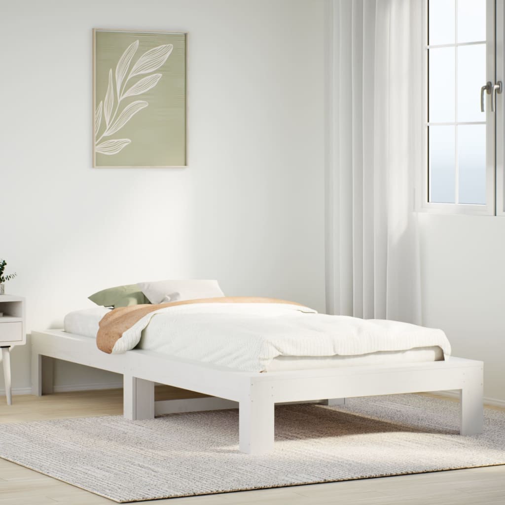 Solid wood bed without mattress white 75x190 cm pinewood