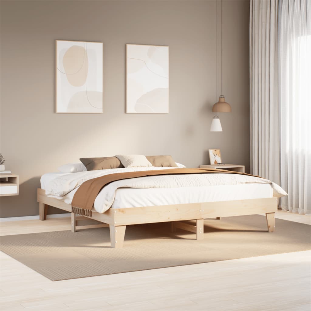 Solid wood bed without mattress 200x200 cm pine