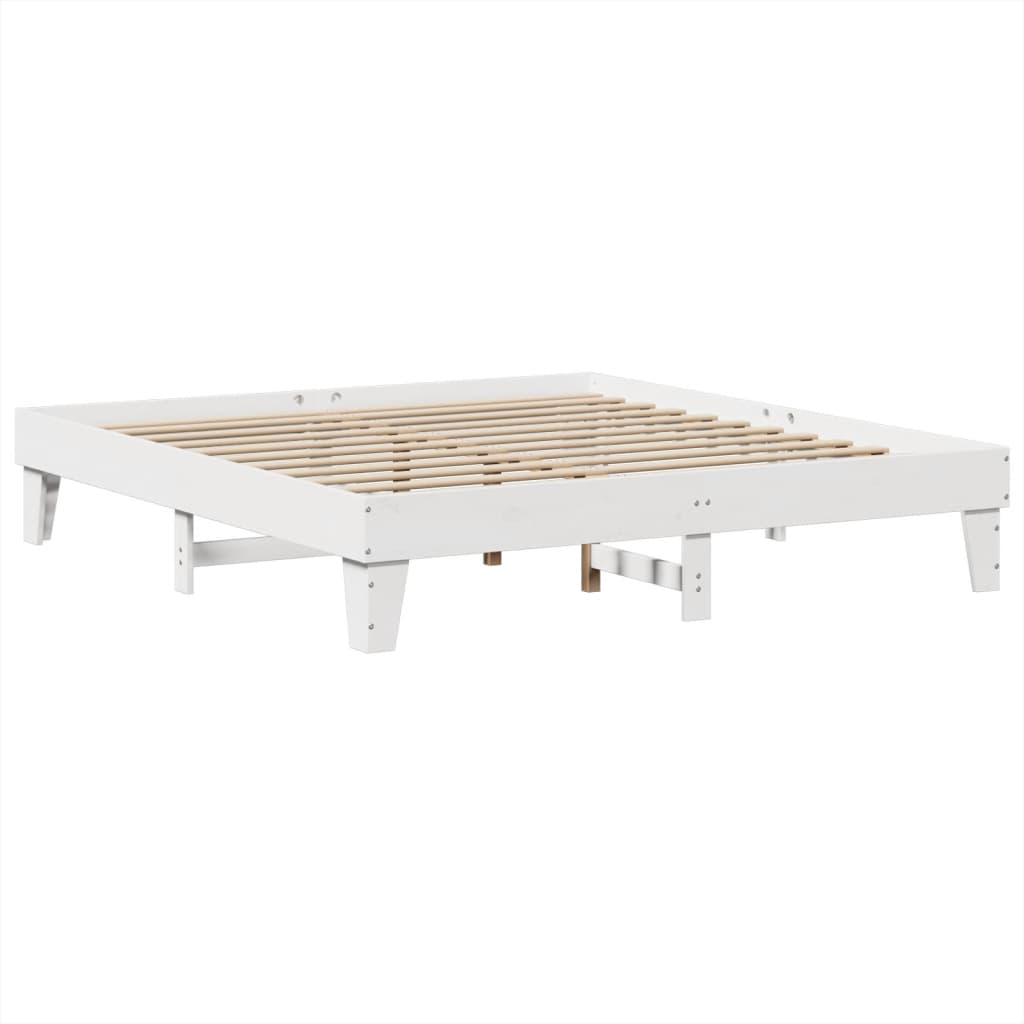 Solid wood bed without mattress white 200x200 cm pinewood