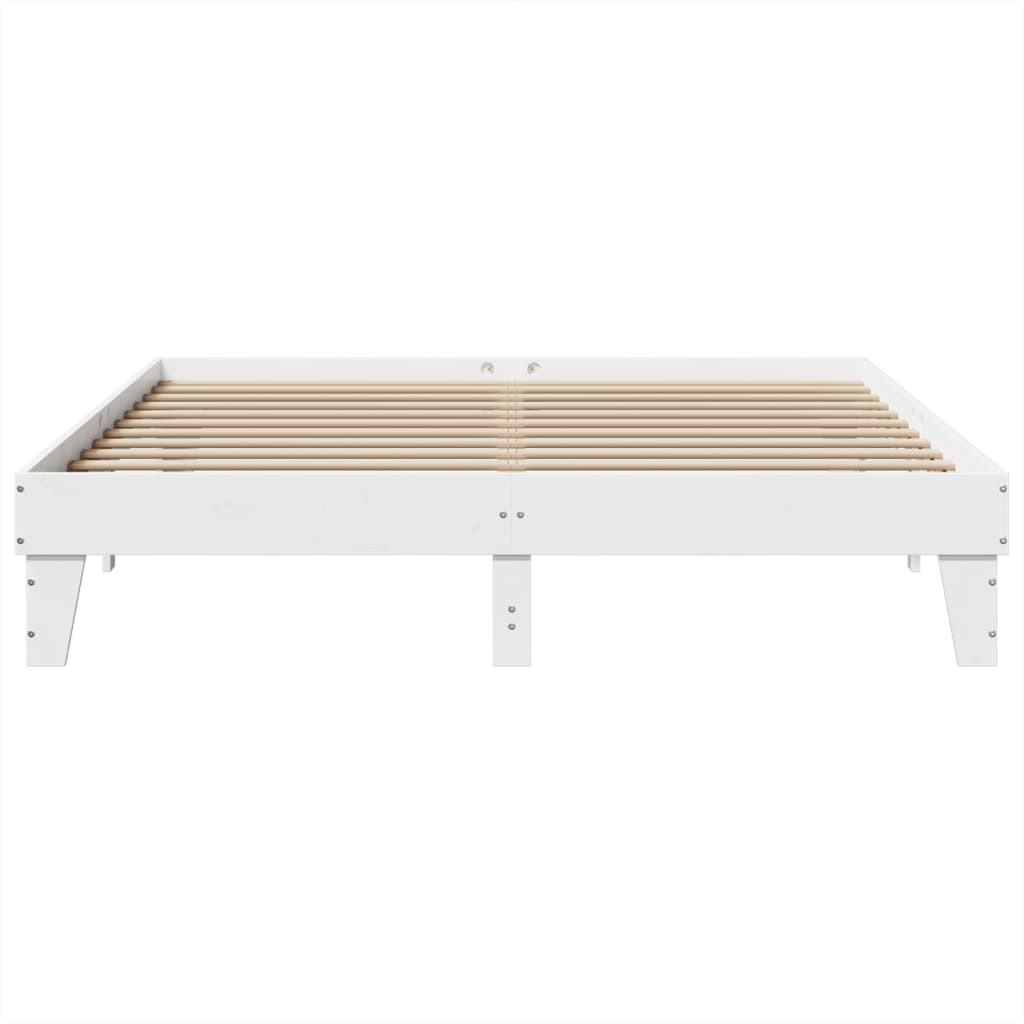 Solid wood bed without mattress white 200x200 cm pinewood