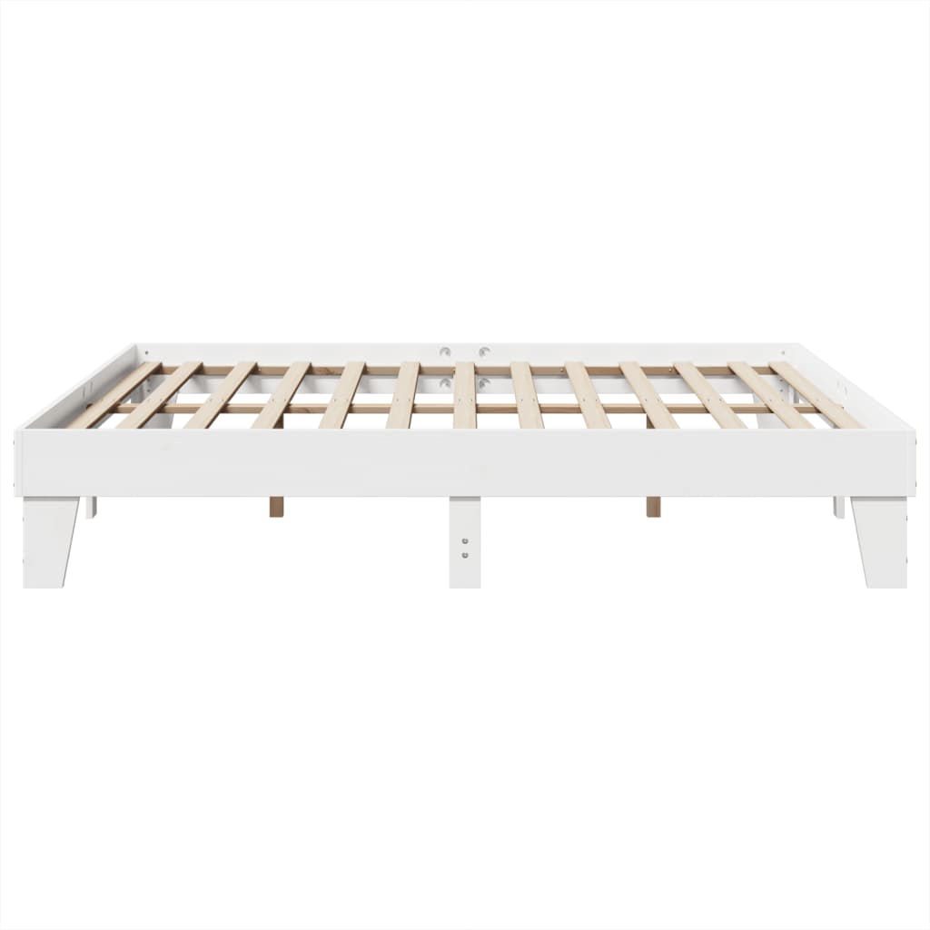 Solid wood bed without mattress white 200x200 cm pinewood