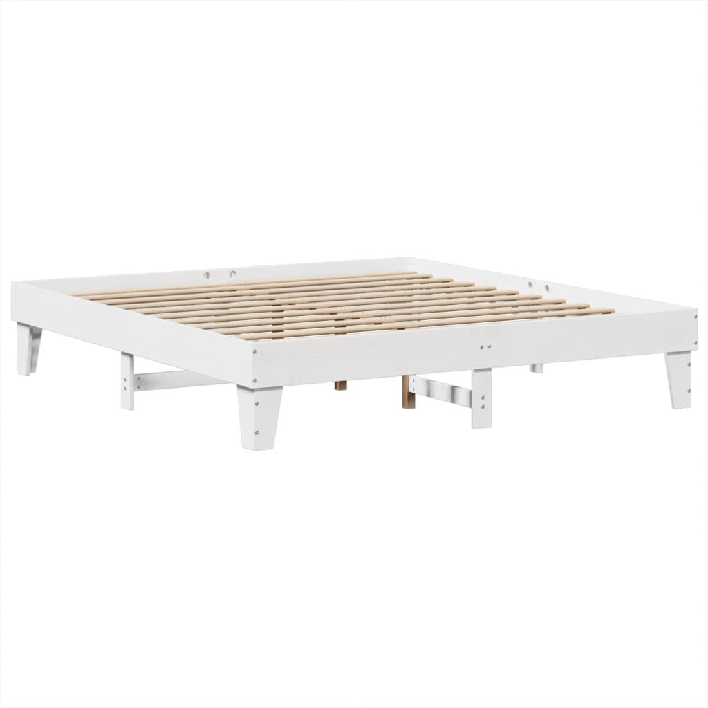 Solid wood bed without mattress white 200x200 cm pinewood