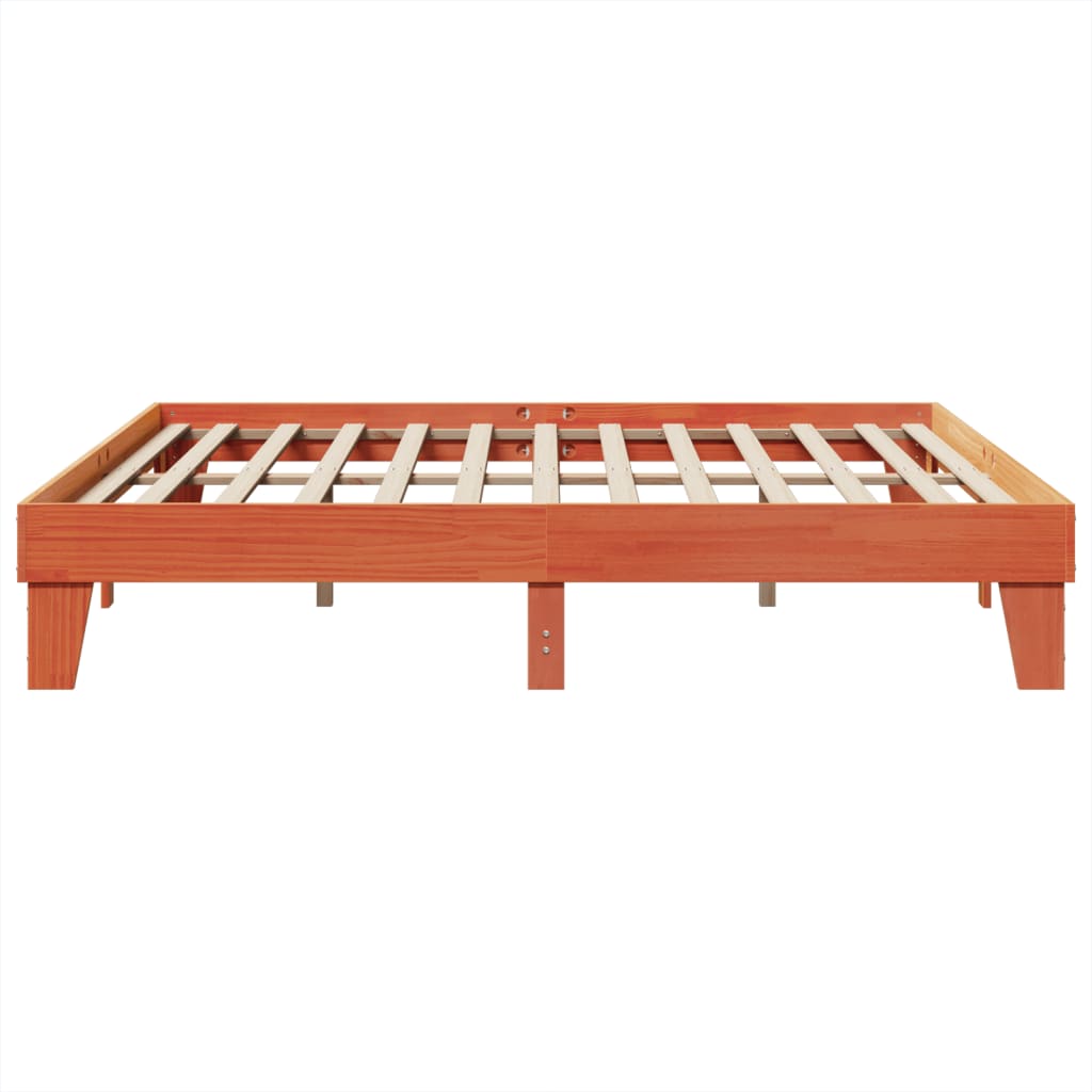 Solid wood bed without mattress wax brown 200x200 pinewood