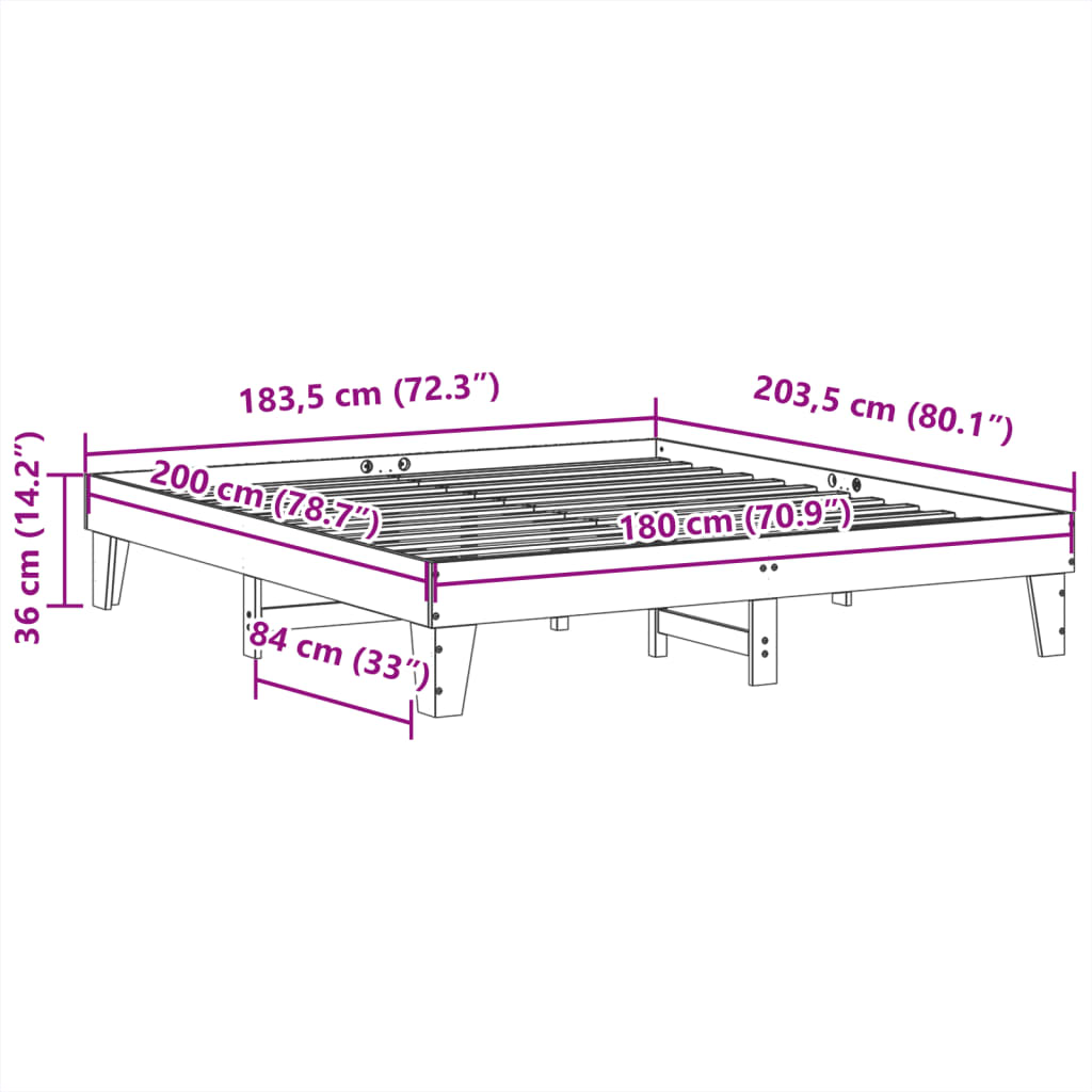 Solid wood bed without mattress white 180x200 cm pinewood