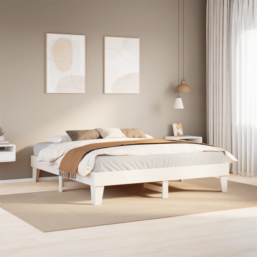 Solid wood bed without mattress white 180x200 cm pinewood