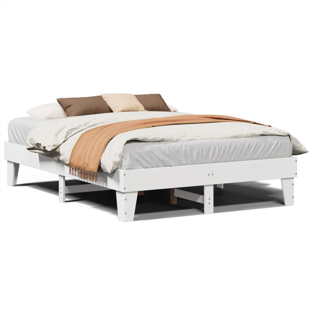 Solid wood bed without mattress white 160x200 pinewood