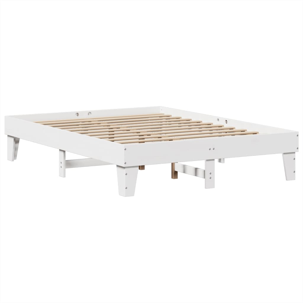 Solid wood bed without mattress white 160x200 pinewood