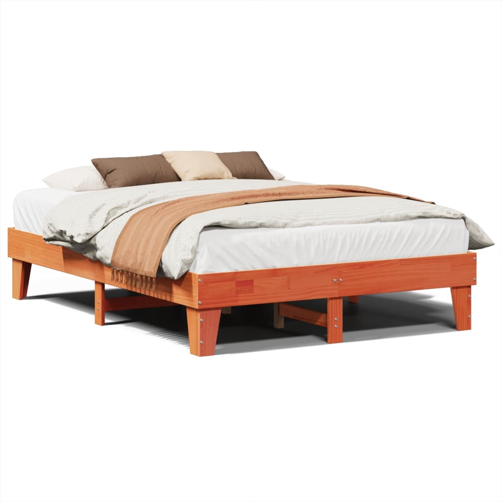 Solid wood bed without mattress wax brown 160x200 pinewood