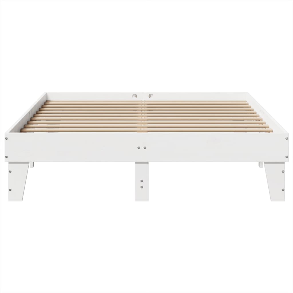 Solid wood bed without mattress white 150x200 cm pinewood