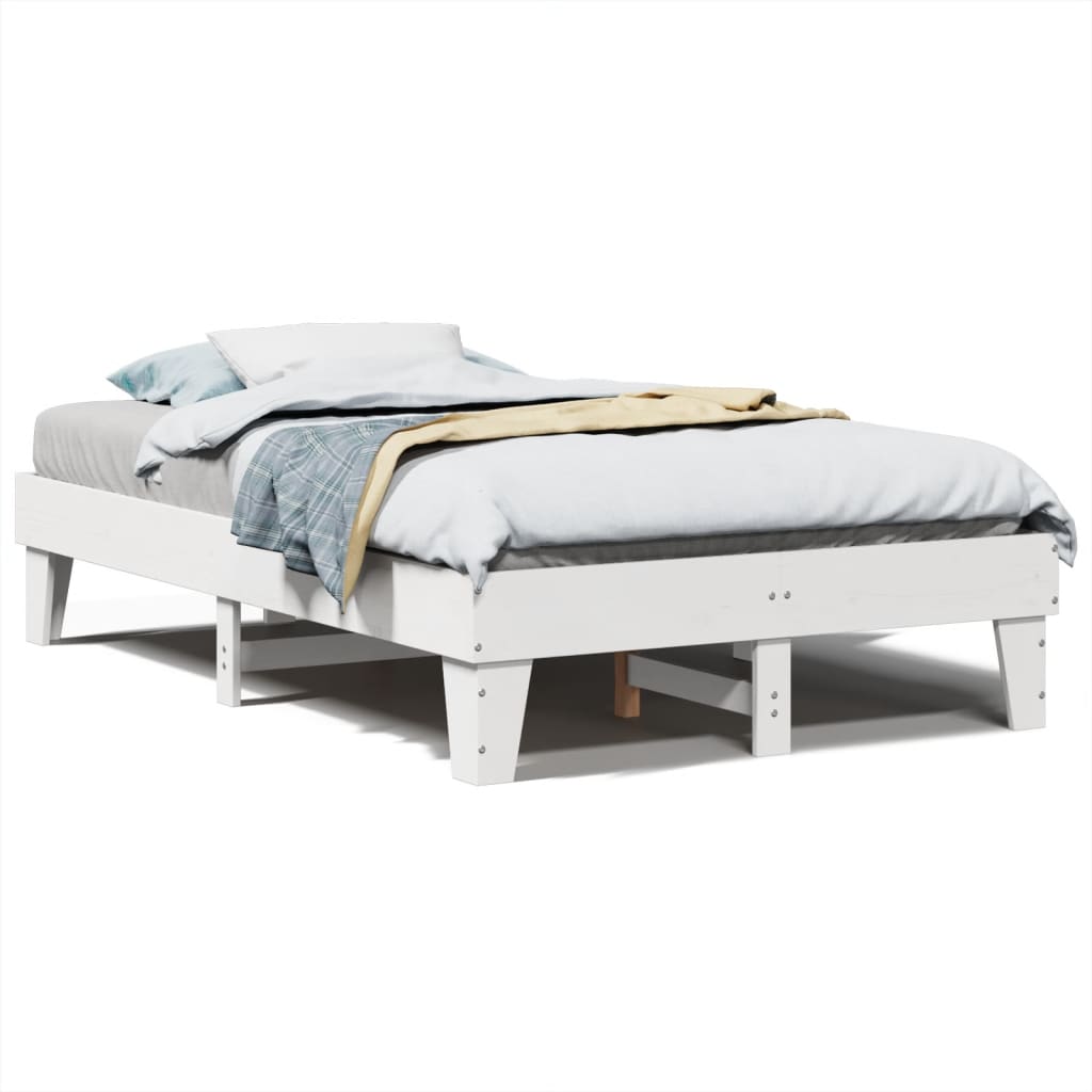 Solid wood bed without mattress white 120x200 cm pinewood