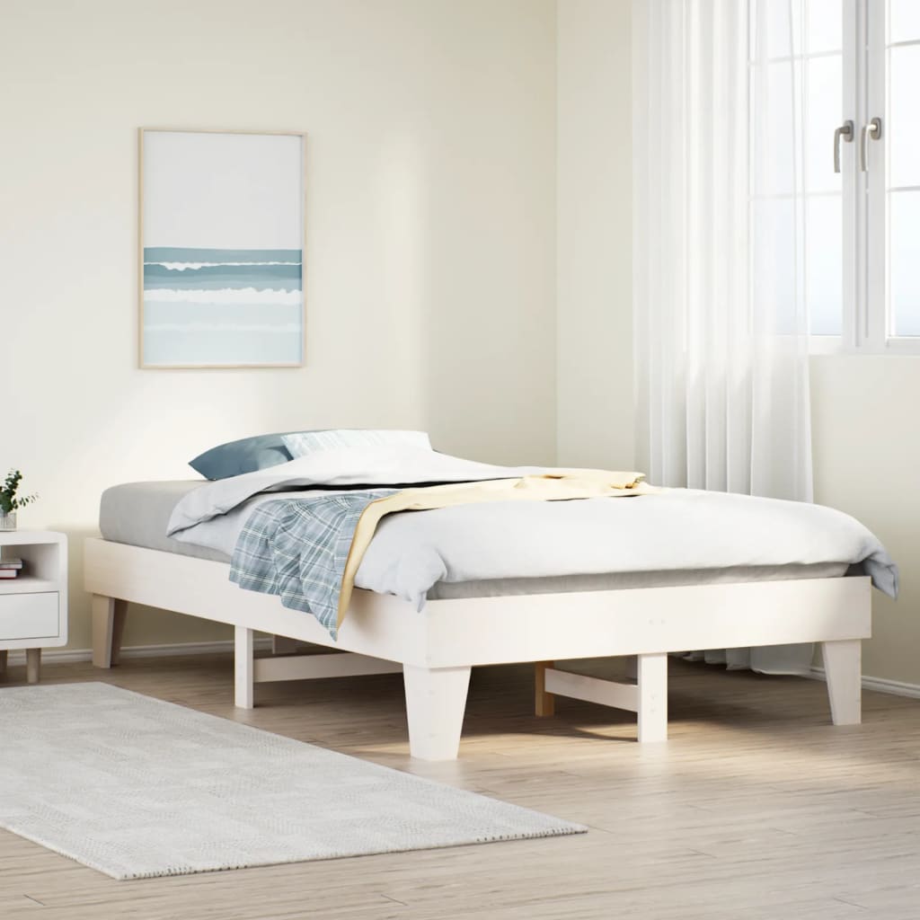 Solid wood bed without mattress white 120x200 cm pinewood