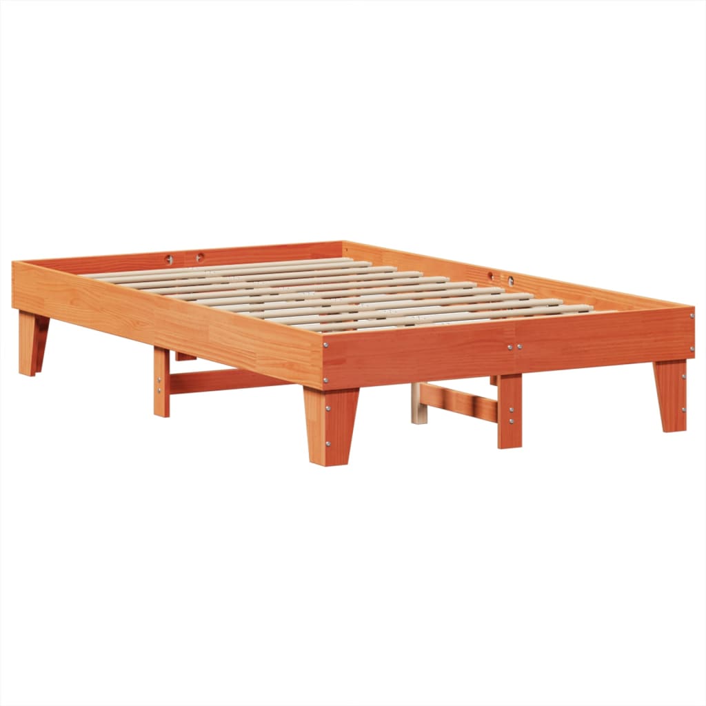 Solid wood bed without mattress wax brown 120x200 cm pinewood