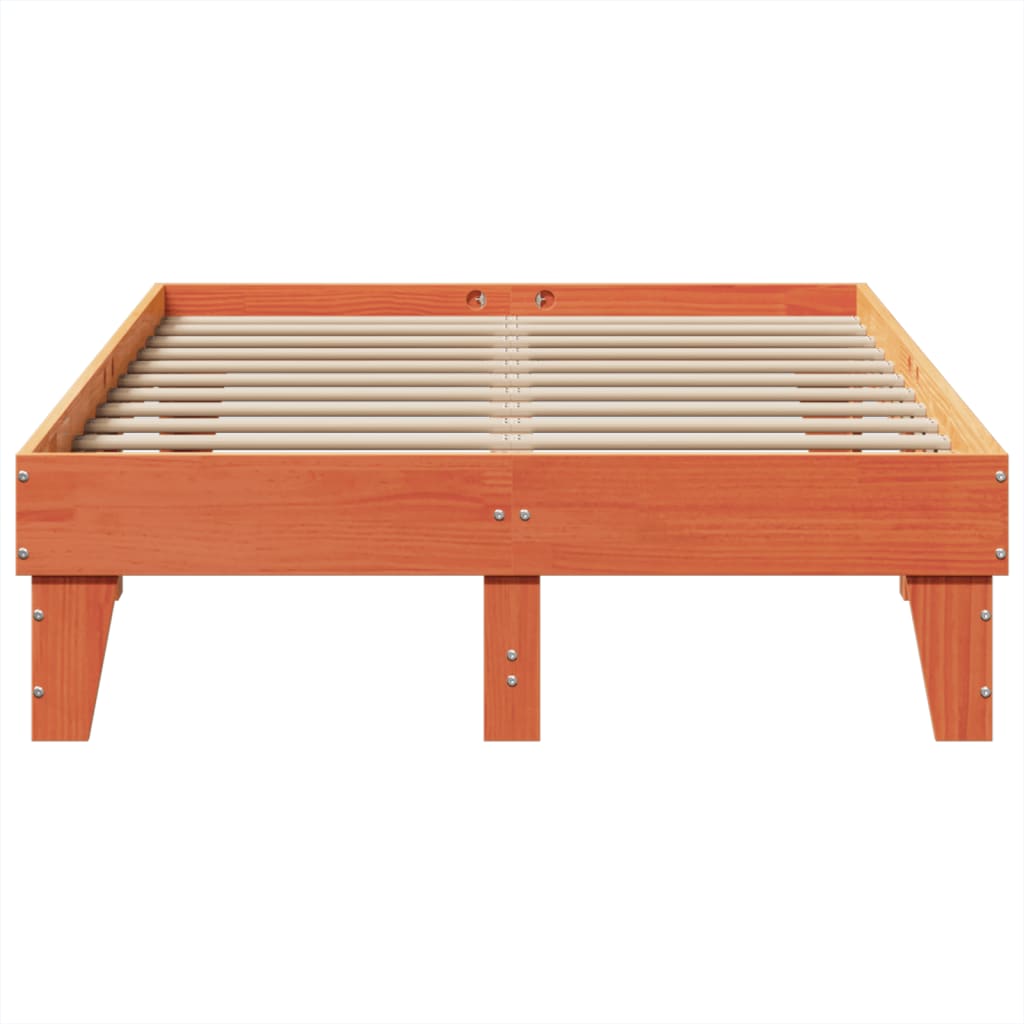 Solid wood bed without mattress wax brown 120x200 cm pinewood