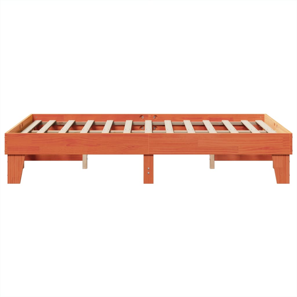 Solid wood bed without mattress wax brown 120x200 cm pinewood