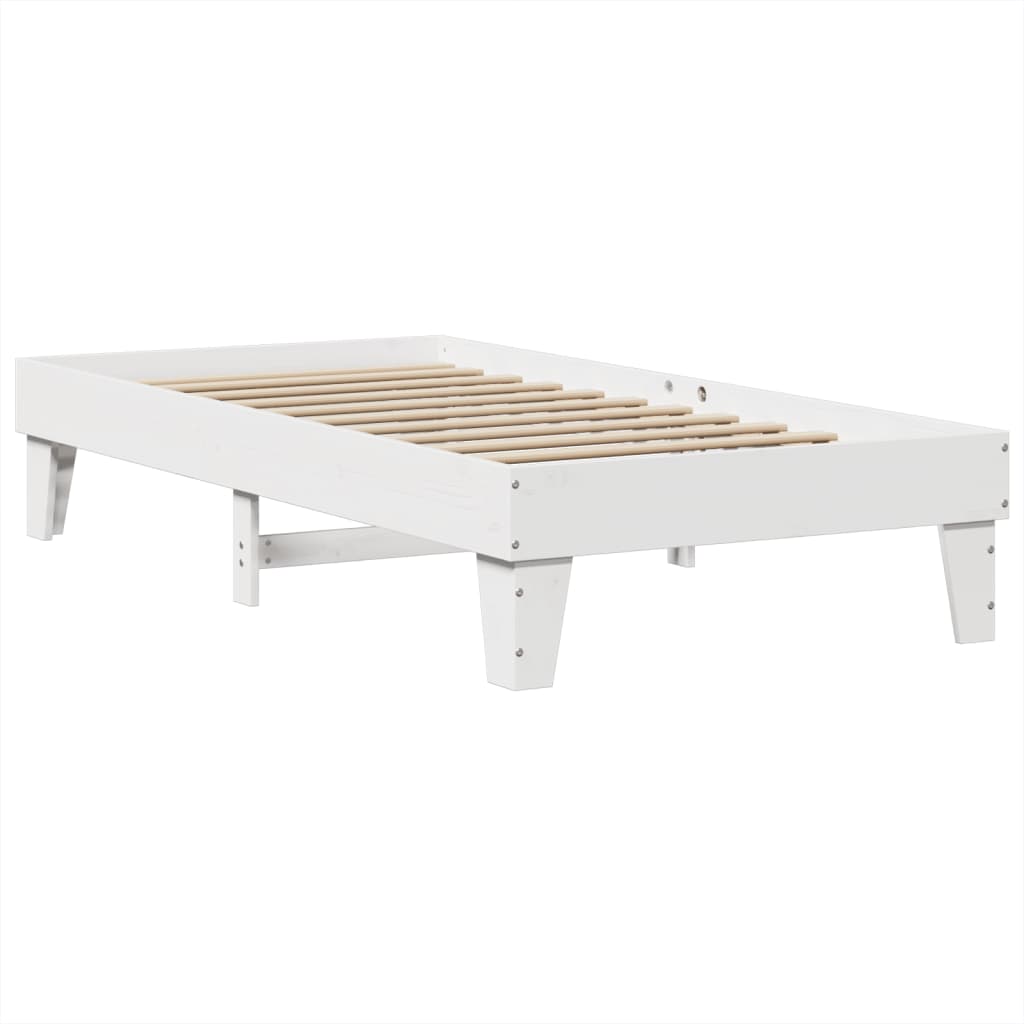 Solid wood bed without mattress white 100x200 cm pinewood