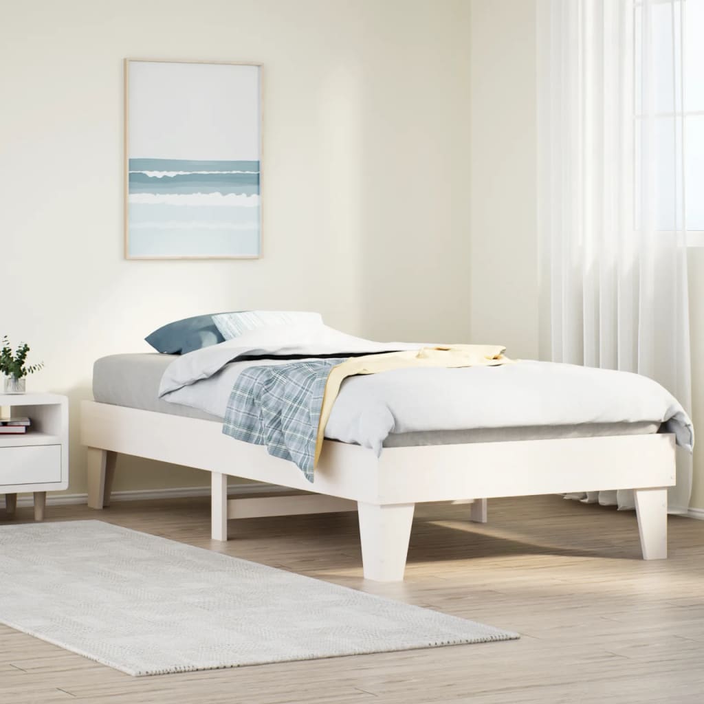 Solid wood bed without mattress white 100x200 cm pinewood