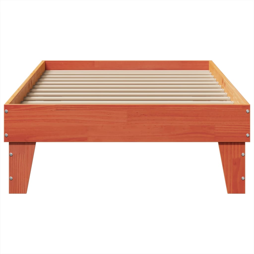 Solid wood bed without mattress wax brown 100x200 pinewood