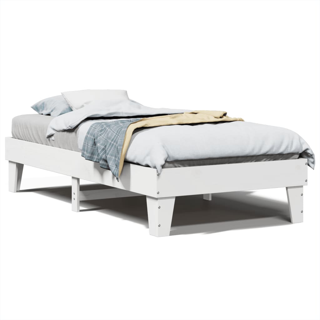 Solid wood bed without mattress white 90x200 cm pinewood