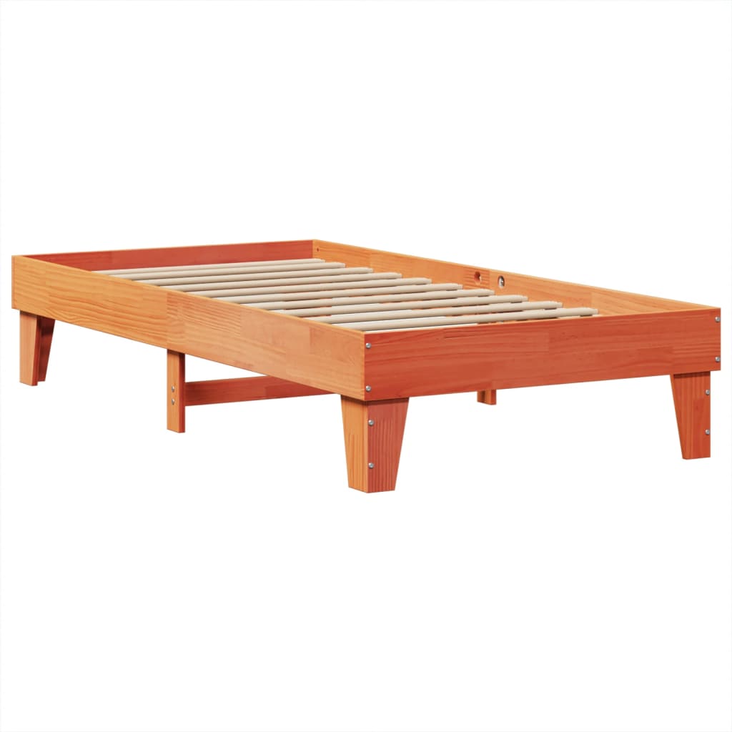 Solid wood bed without mattress wax brown 90x200 pinewood