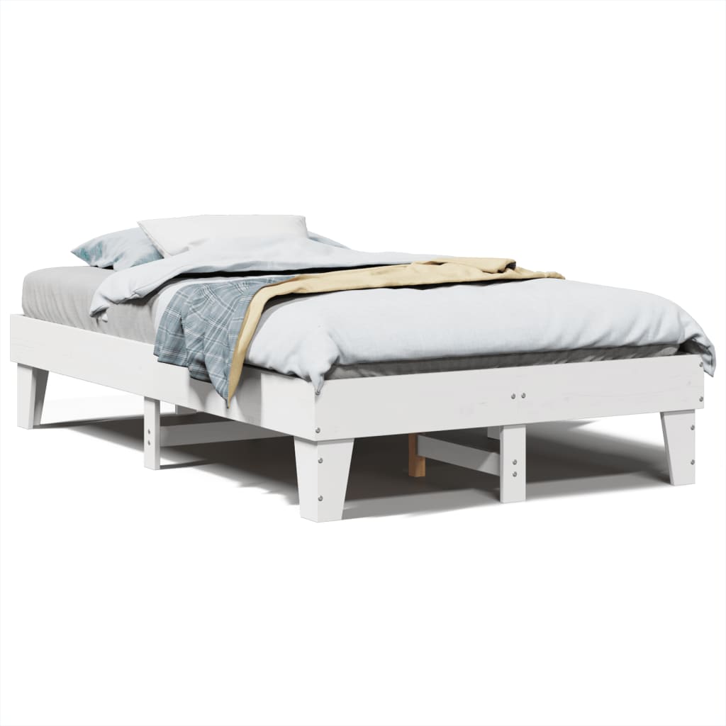 Solid wood bed without mattress white 135x190 cm pinewood