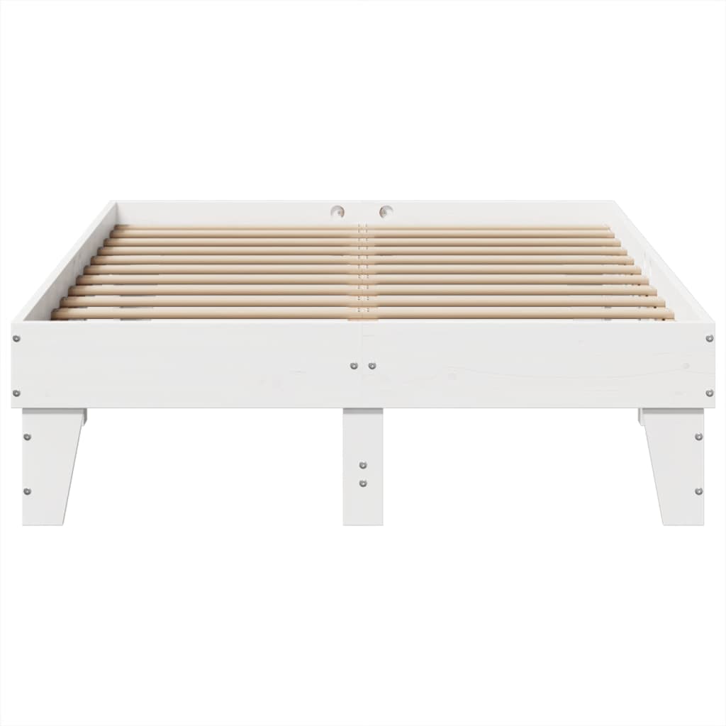 Solid wood bed without mattress white 135x190 cm pinewood