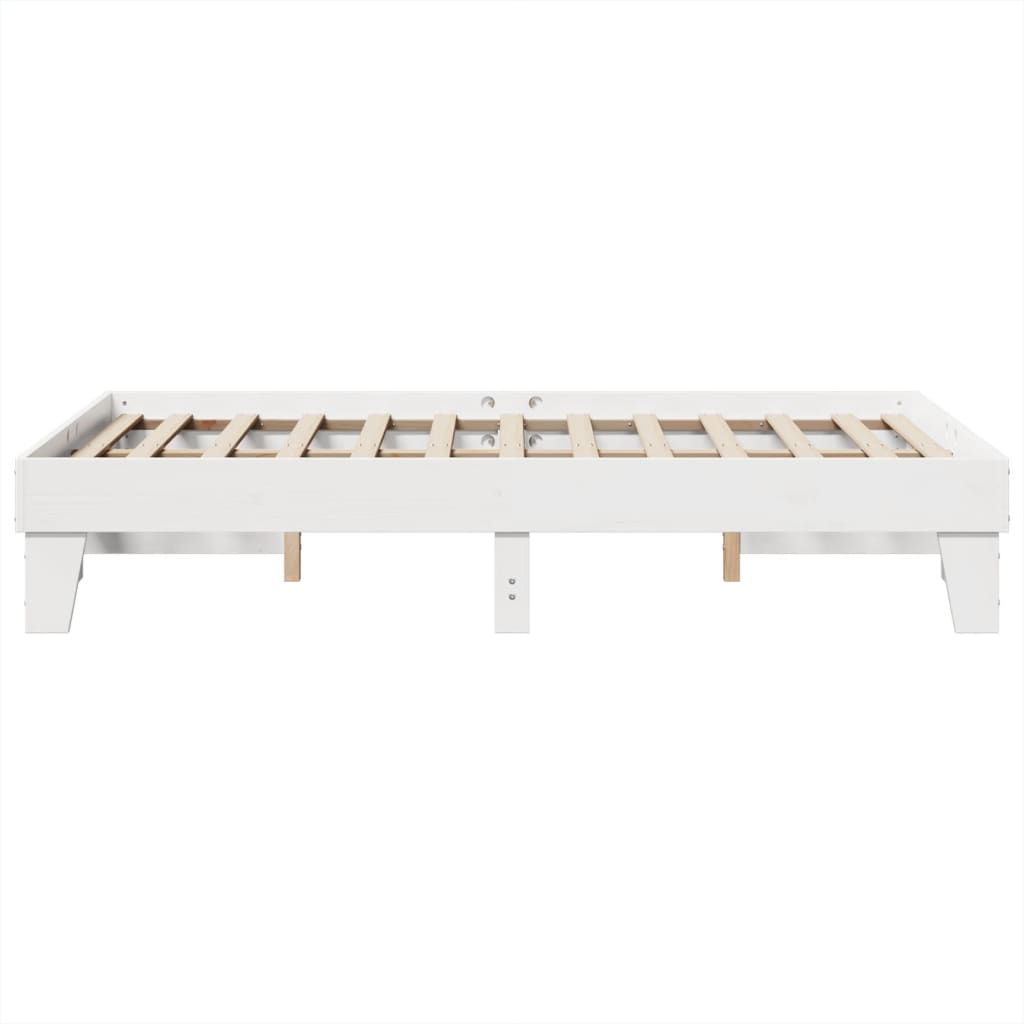 Solid wood bed without mattress white 135x190 cm pinewood