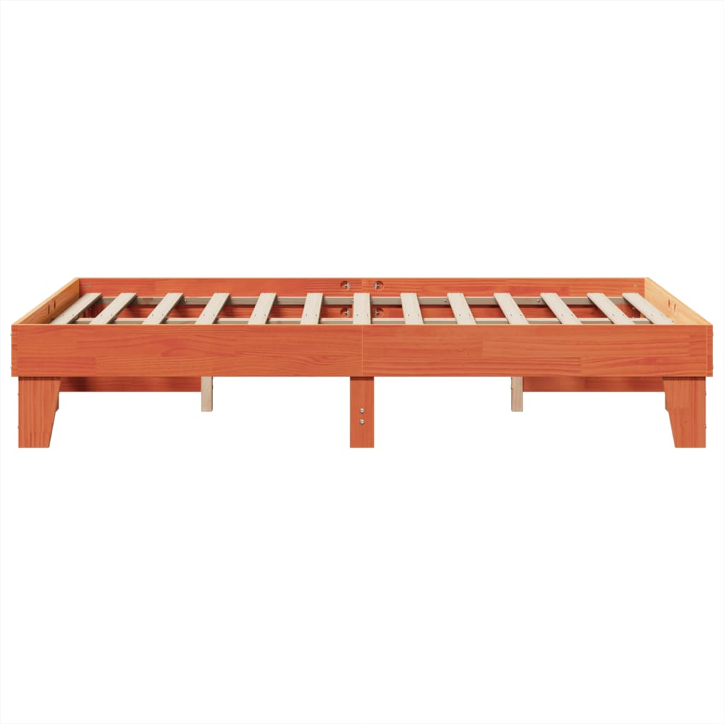 Solid wood bed without mattress wax brown 120x190 cm pinewood