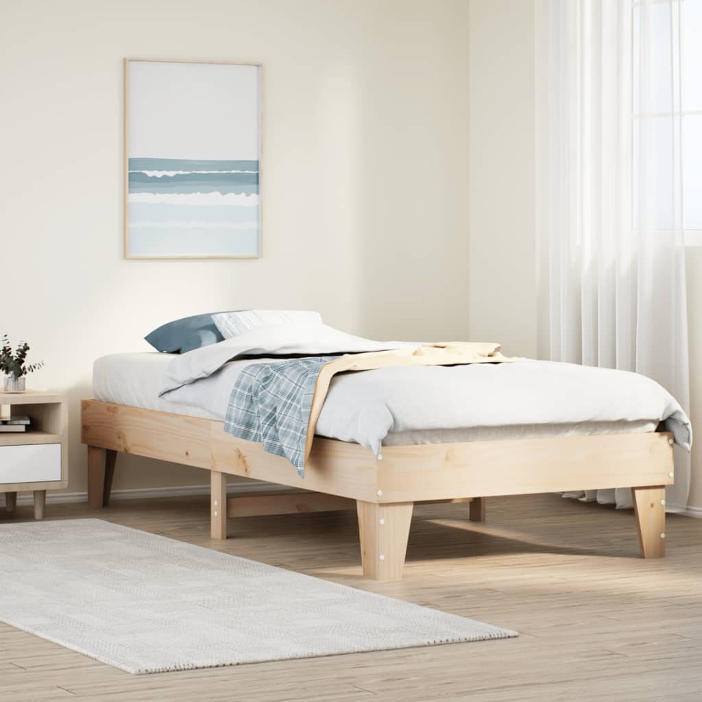 Solid wood bed without mattress 75x190 cm pinewood