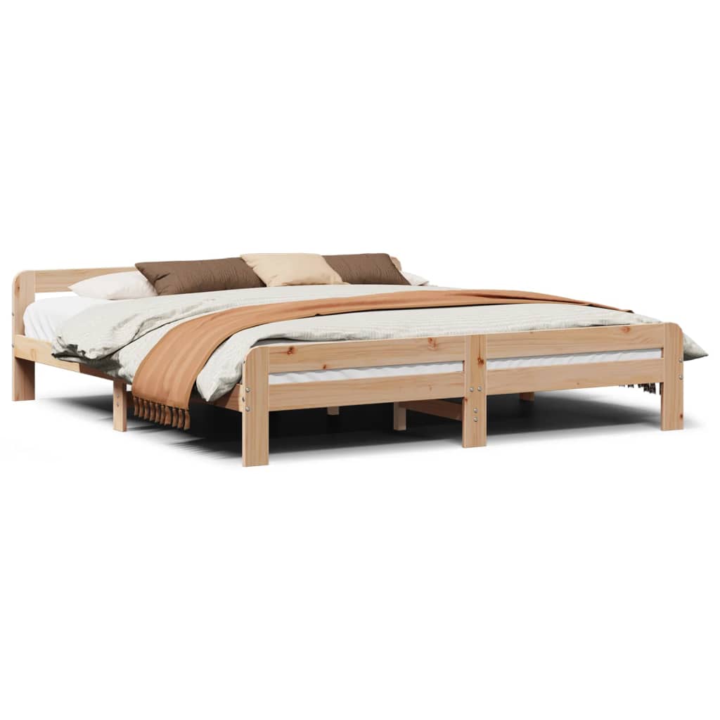 Solid wood bed without mattress 200x200 cm pinewood