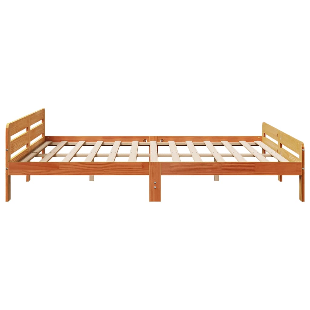 Solid wood bed without mattress wax brown 200x200 pinewood