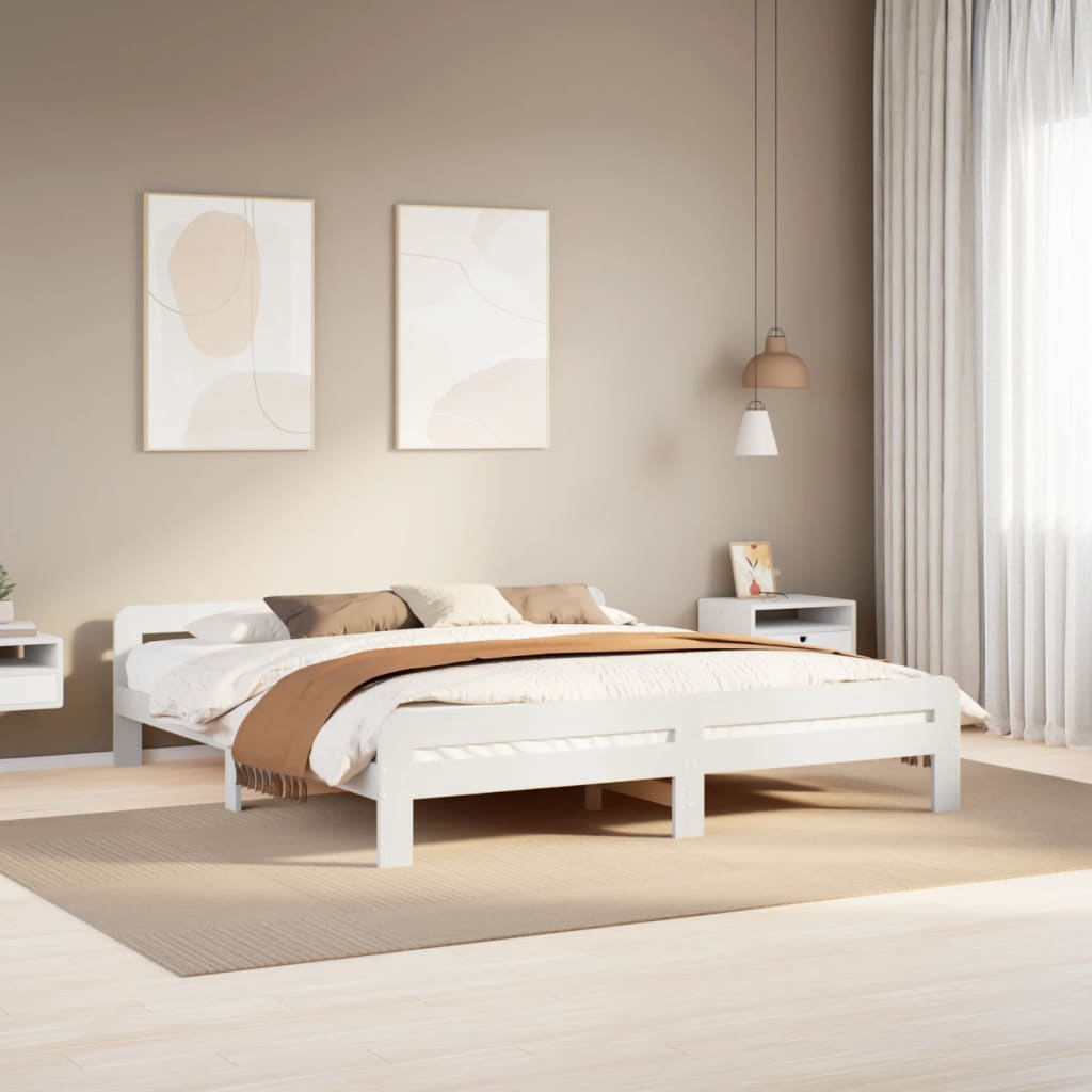 Solid wood bed without mattress white 180x200 cm pinewood