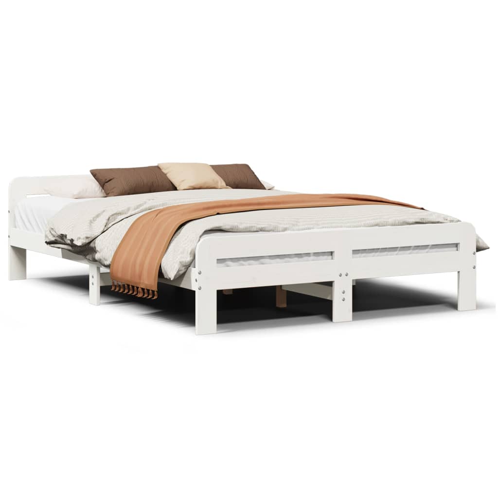 Solid wood bed without mattress white 160x200 pinewood