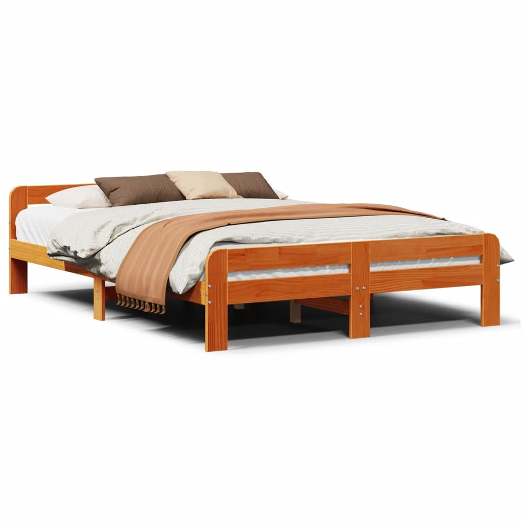 Solid wood bed without mattress wax brown 160x200 pinewood