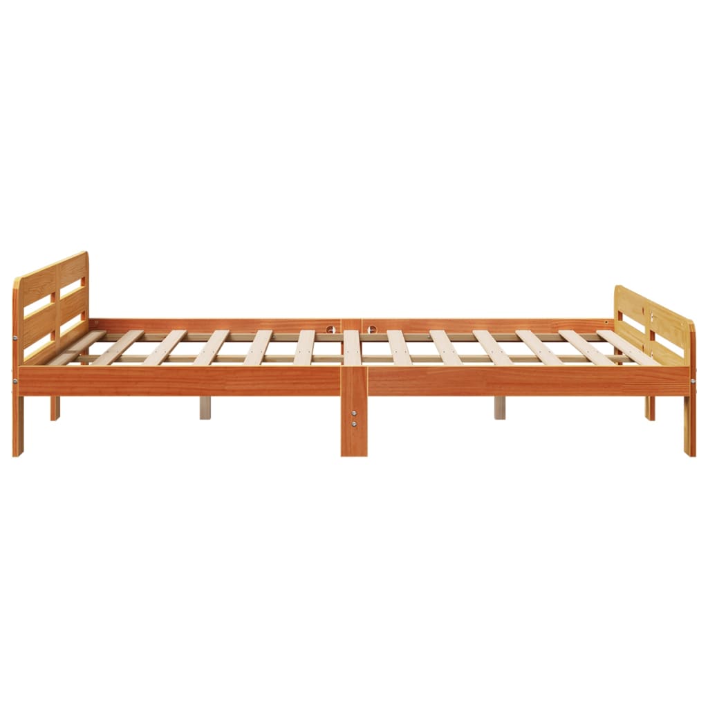 Solid wood bed without mattress wax brown 160x200 pinewood