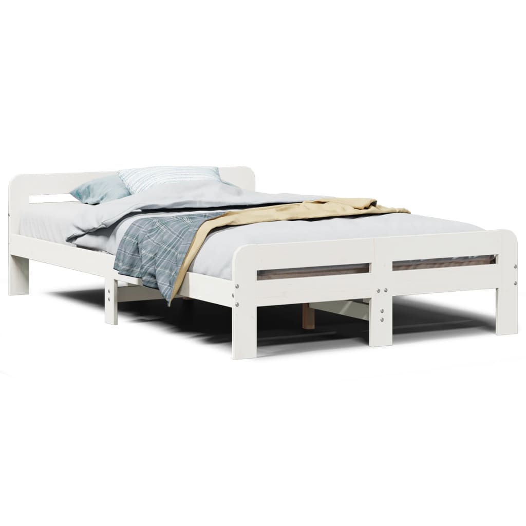 Solid wood bed without mattress white 120x200 cm pinewood